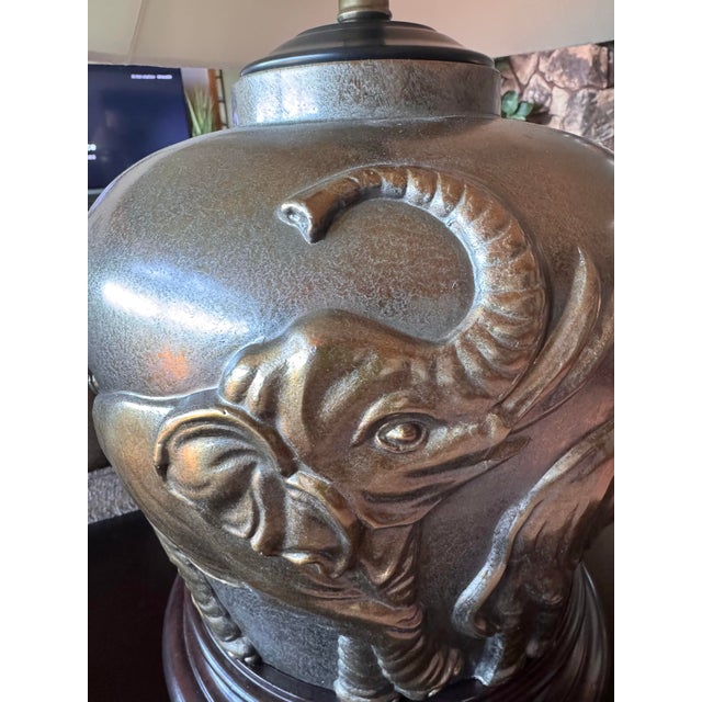 Late 20th Century Vintage Gold Embossed Elephant Lamp For Sale - Image 5 of 12