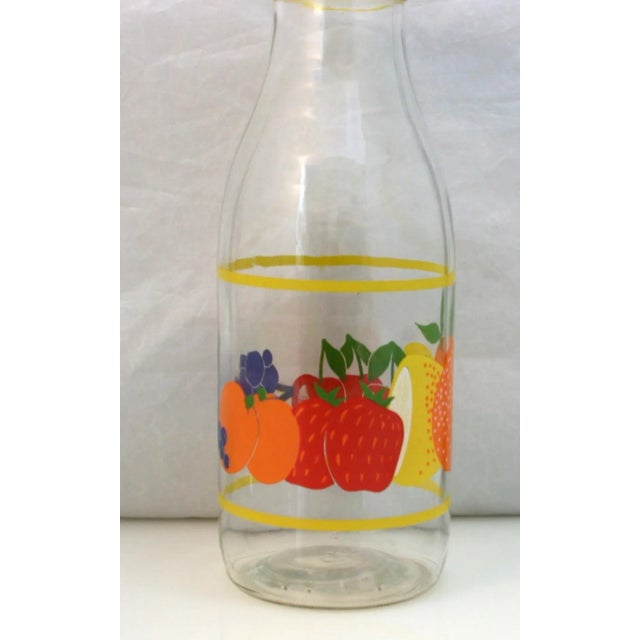 Jeannette Glass Vintage 1970s Jeannette Glass Colorful Fruit Lidded Quart Beverage Juice Bottle For Sale - Image 4 of 10