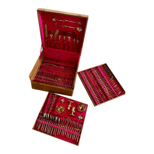Vintage Tony’s Gems Plated Brass 150 Pieces 12 Person Flatware Set