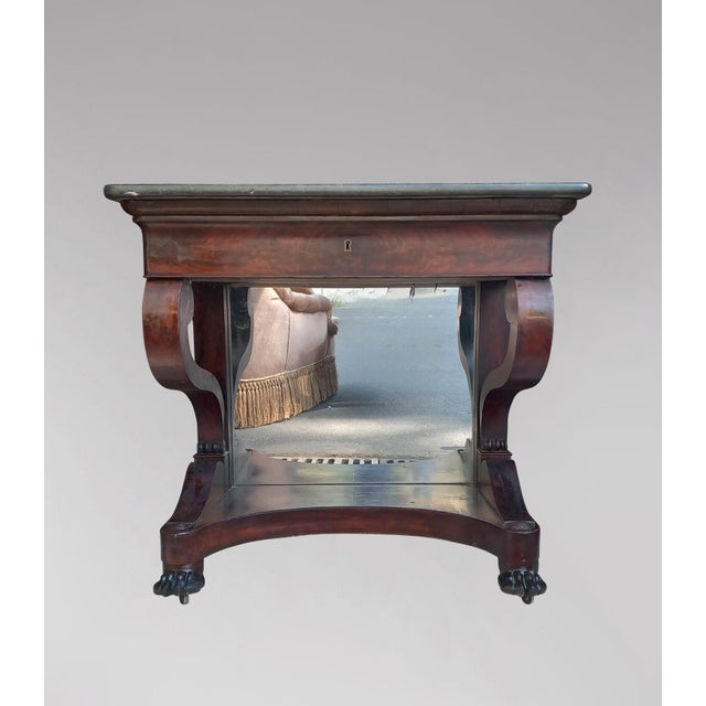 Restoration Console in Mahogany with Mirror For Sale - Image 3 of 4