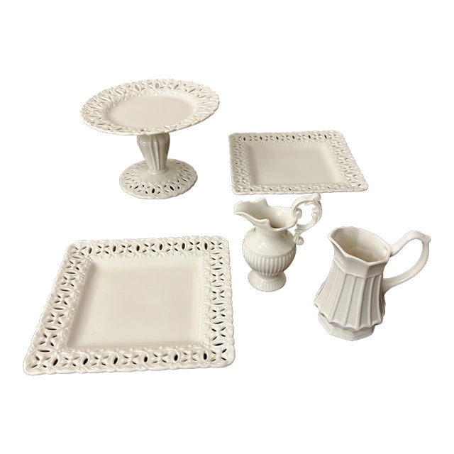 Vintage Cream/Ivory Lace Dessert Set by Godinger - 5 Pieces For Sale