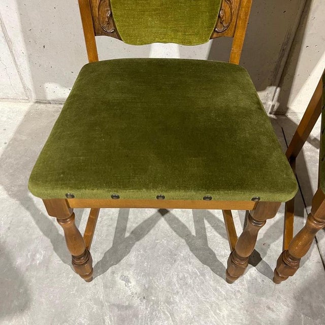 Wood Vintage Chairs in Beech and Fabric, Set of 2 For Sale - Image 7 of 13