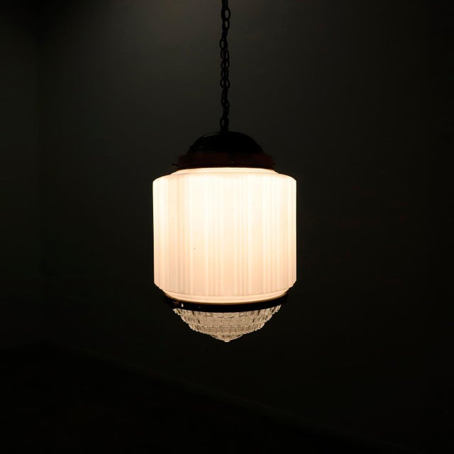 1930s Art Deco Milk Glass Pendant Light #4 For Sale - Image 16 of 17