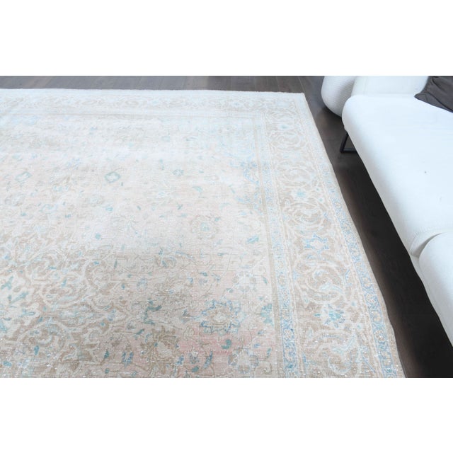 1970s Vintage Persian Handmade Wool Cotton Light Brown Area Rug For Sale In San Francisco - Image 6 of 11