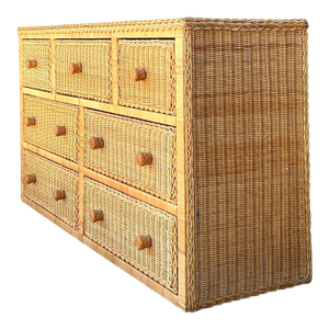 Vintage Woven Rattan Dresser