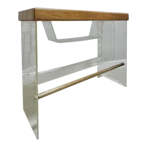 Mid Century Modern Butcher Block + Lucite Lighted Dry Bar | in the Style of Luigi Bardini