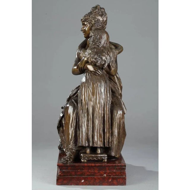 Brown Bronze Group After the Self-Portrait with Her Daughter by Élisabeth Vigée Le Brun For Sale - Image 8 of 11