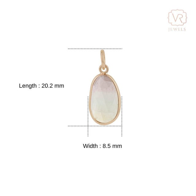 Boho Chic 2.02 Ct Watermelon Tourmaline Bezel Set Pendant for Her in 14k Gold For Sale - Image 10 of 14