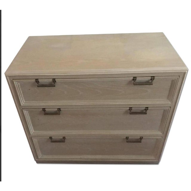 Wood Pair of 1970s Drexel Cerused Oak Nightstands / Dressers With Brass Hardware For Sale - Image 7 of 8