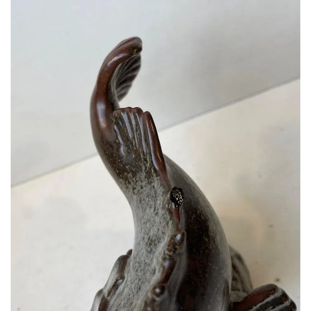 Stoneware Dragon Fish Sculpture by Carl Hugo Liisberg for Saxbo, 1940s For Sale - Image 11 of 13