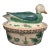 Vintage Hand-Painted Porcelain Lidded Oval Dish Surmounted With a Figural Duck For Sale