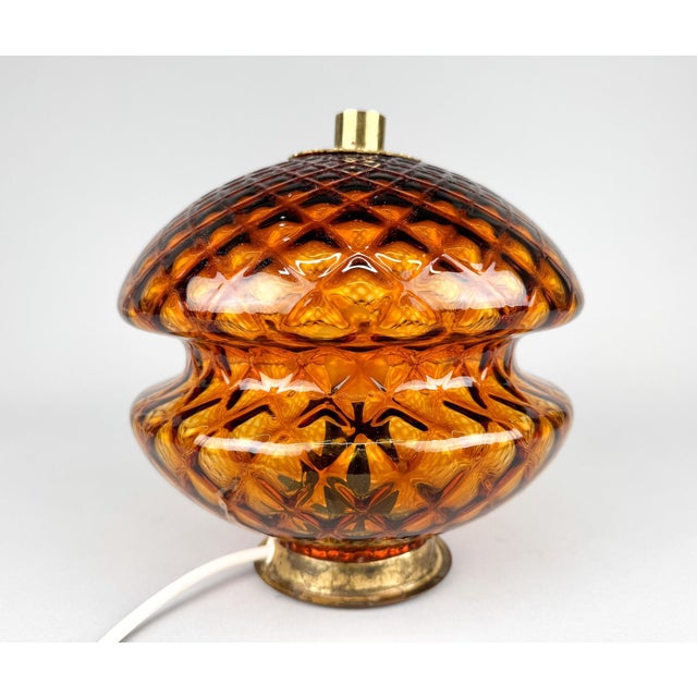 Beautiful glass table lamp or night lamp produced by the czech glass factory jablonecké sklárny desná in the 1960's. The...