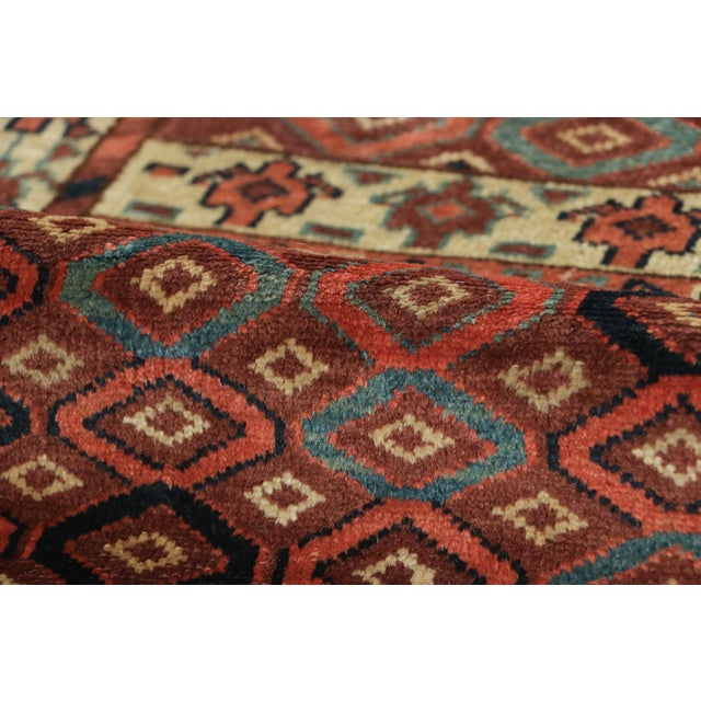 Traditional Antique Hachli Persian Rug, Brown and Red With Geometric Patterns - Rug & Kilim For Sale - Image 3 of 8