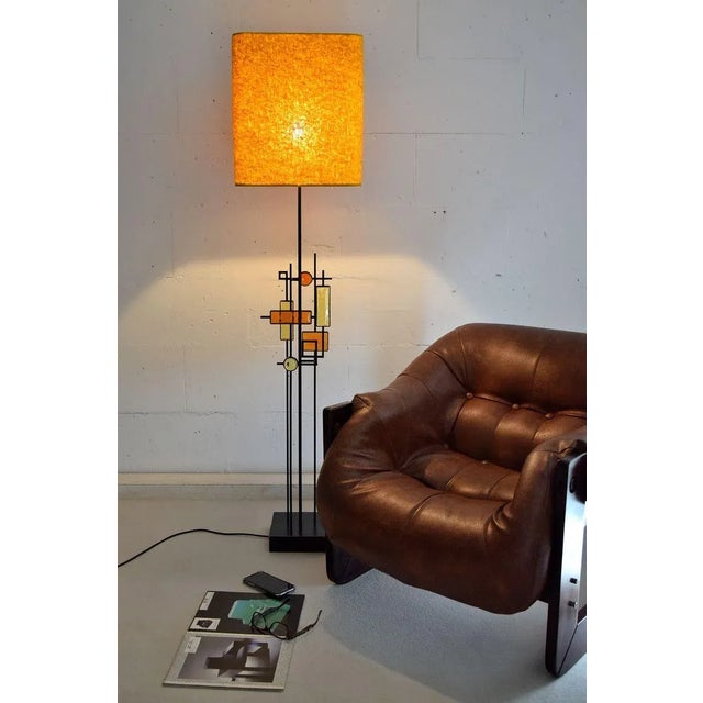 Mid-Century Danish Modern Wrought Iron & Glass Floor Lamp by Svend Aage Holm Sørensen For Sale - Image 9 of 16