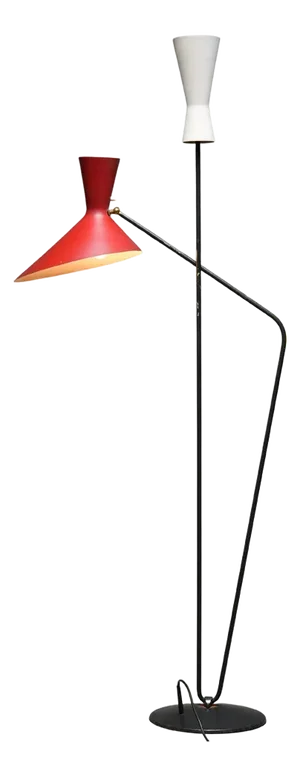 Metal and Brass Floor Lamp attributed to Carl Moor for BAG Turgi, Switzerland, 1950s
