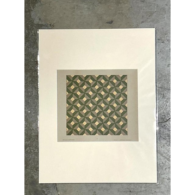 Vintage Geometric Tile Pattern Serigraph For Sale - Image 9 of 12