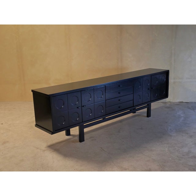 Brutalist Belgian Black Lacquered Sideboard, 1970s For Sale - Image 16 of 17