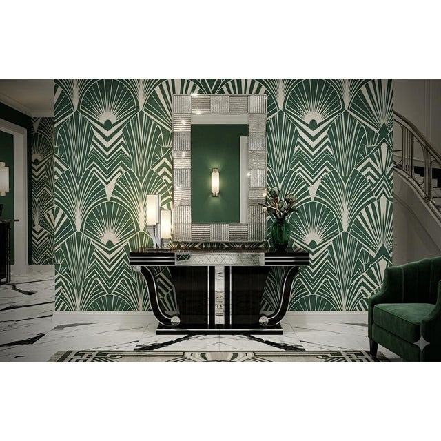 Mid-Century Italian Murano Silver Art Glass and Brass Console Wall Mirror For Sale - Image 10 of 11