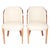 A pair of art deco cloud back chairs, re-upholstered in cream leather and alcantara suede. Dimensions: h 83cm, w 52cm,...