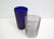Pair of Boston vases in clear and blue blown glass, with a continuous strand of glass applied hot around the outer wall....