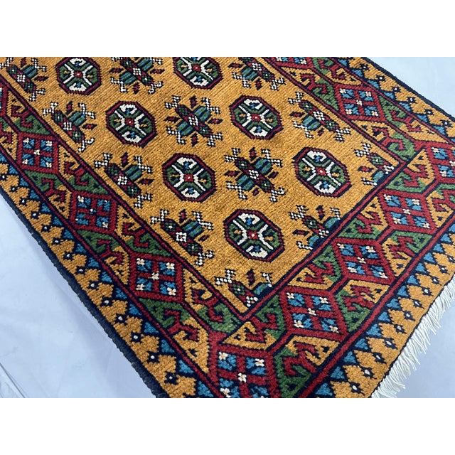 Terracotta Brown Turkmen Wool Runner Rug, Tribal Geometric Gul Design For Sale - Image 12 of 13