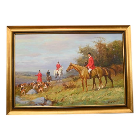 Levine, English Fox Hunt, Oil Painting, Framed For Sale