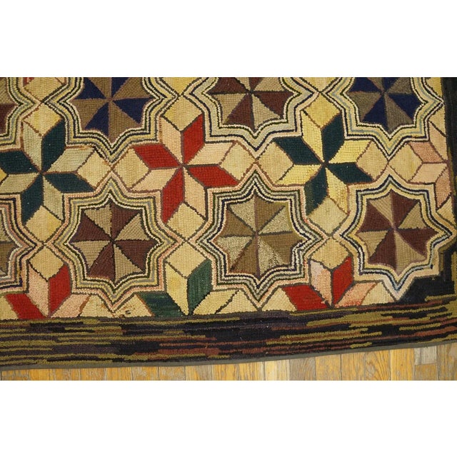 Iconic, Lovely and Symmetrical Design With Multi Tones Colors American Hooked Rug For Sale - Image 4 of 9