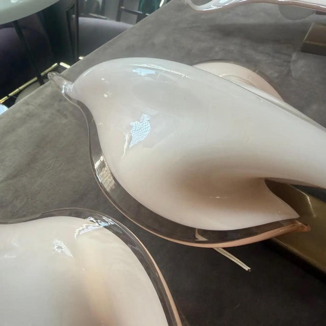 Two 1970s Mid-Century Modern Pink Murano Glass Leaf Wall Sconces by Franco Luce For Sale - Image 17 of 18