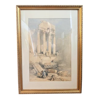 Mid 19th Century David Roberts, Views in the Holy Land. Baalbec. Architectural Print, Western Portico, Signed For Sale