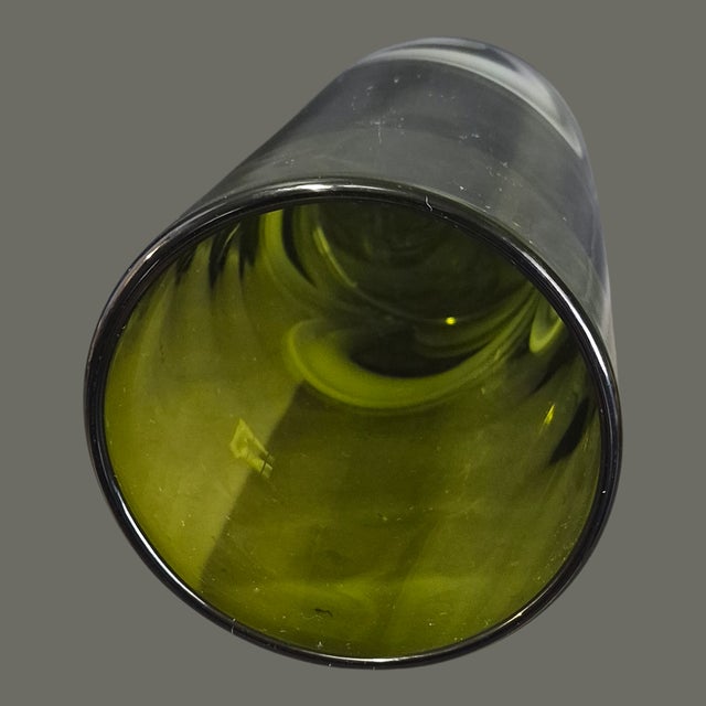 Vintage Italian Mid-Century Modern Art Glass Green & White Swirls Tube Vase For Sale - Image 6 of 7