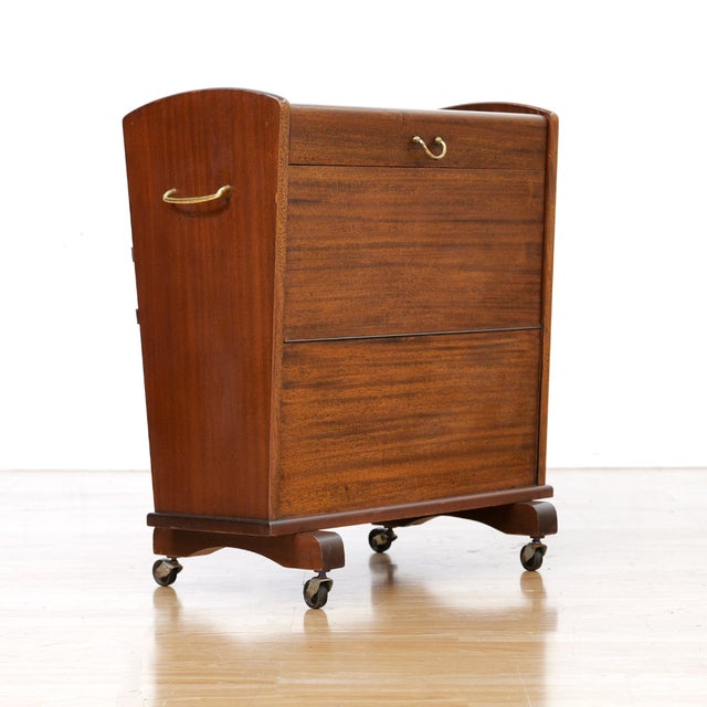 Mid Century Enclosed Portable Bar Cart on Wheels For Sale - Image 10 of 10