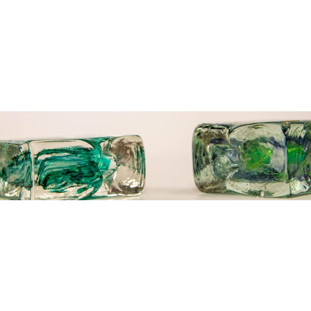 Vintage Kerry Irish Art Glass Ice Block Votive Candle Holders a Pair