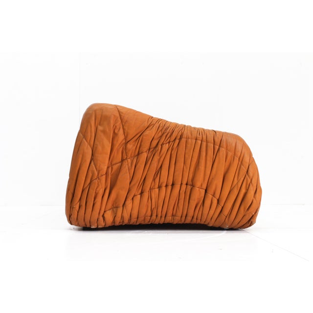 1970s Cognac Leather Duvet Sofa attributed to Jonathan de Pas, Donato d'Urbino and Paolo Lomazzi for Dall’occa, Italy, 1970s For Sale - Image 5 of 13