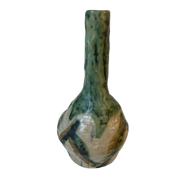 Antique Arts & Crafts Organic Form Drip Glaze Pottery Vase For Sale - Image 11 of 11