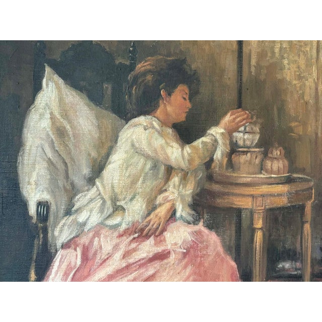 Pink Dress Lady, 1920s, Oil on Canvas & Linen For Sale - Image 13 of 13