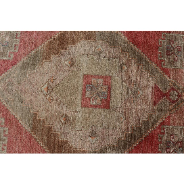 Vintage Turkish Kars Gallery Runner With Warm Coral and Soft Sage Tones 5'8 X 15'4 For Sale - Image 9 of 16