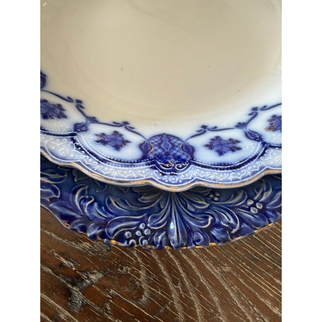 Johnson Brothers Antique Flow Blue Serving Bowls | Johnson Brothers Eclipse - Set of 2 For Sale - Image 4 of 12