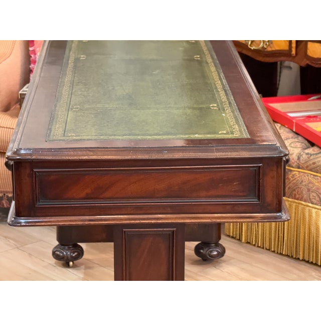 William IV Mahogany Library Table/Desk With Green Leather Inset Writing Surface For Sale - Image 11 of 12