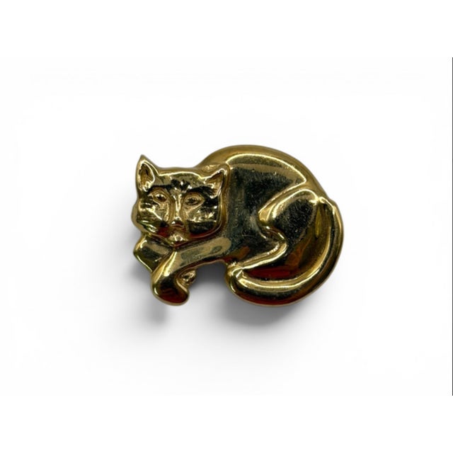 Vintage MCM 14k Curled Sleeping Cat Pendant marked JK ART 6.1 grams Etched Signature- JK Art