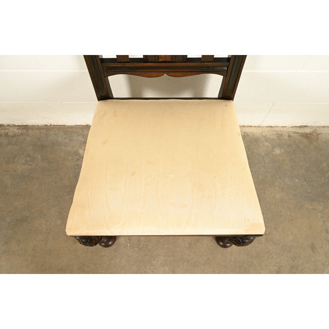 Wood Berkey & Gay Antique English Jacobean Carved Walnut Dining Chairs, Set of Five For Sale - Image 7 of 13