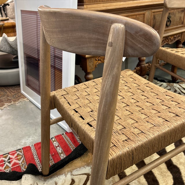 Blond Wood and Rush Seat Side Chair For Sale - Image 4 of 12
