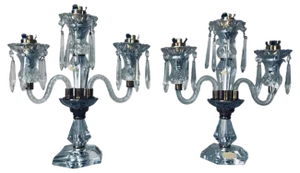 20th Century Candelabras in Crystal and Brass, 1950s, Set of 2