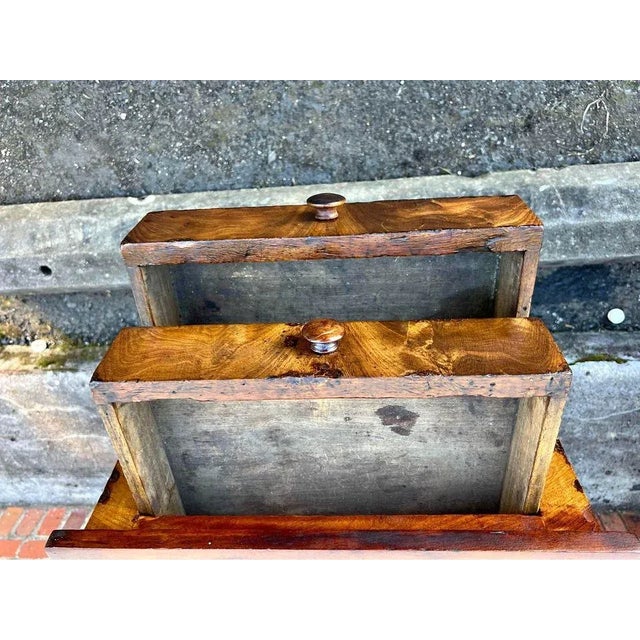 Early 19th Century Federal Style Antique Flame Mahogany and Tiger Marble Wood Two Drawer Side-Work Table For Sale - Image 10 of 11