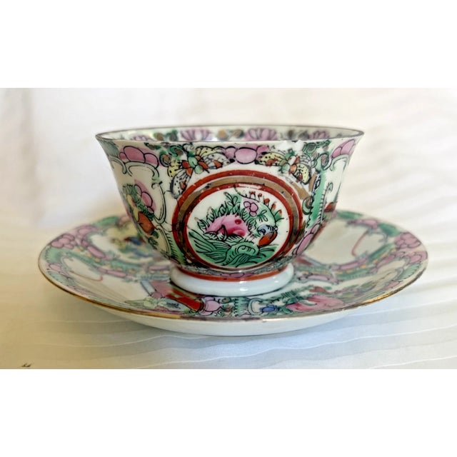 1940s Medallion Tea Cup & Saucer Sets Set of 2 - 4 pcs For Sale - Image 15 of 17