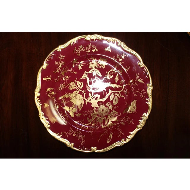 Late 20th Century Late 20th Century Ruby Red and Cobalt Blue Coalport Cairo Dinner Plates- Set of 10 For Sale - Image 5 of 13