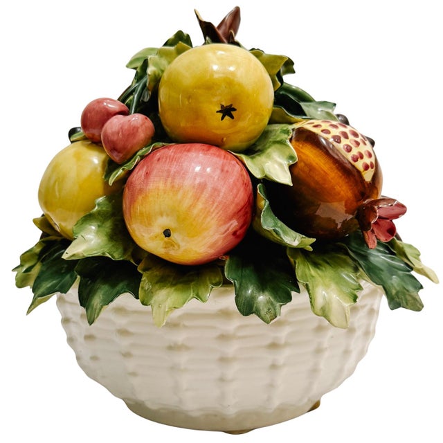 Vintage Italian Capodimonte Ceramic Fruit Topiary Centerpiece Bowl For Sale - Image 4 of 6