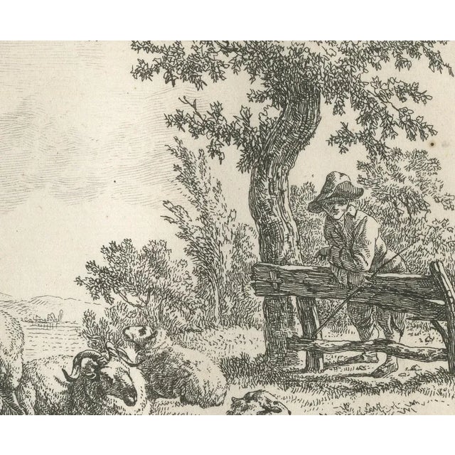F. Faber, Shepherd Resting Against a Fence, 18th Century, Etching For Sale - Image 3 of 6