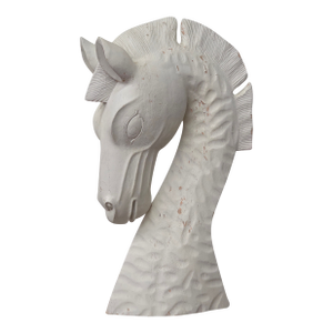 1960s Hand Carved Wooden Etruscan Horse Bust