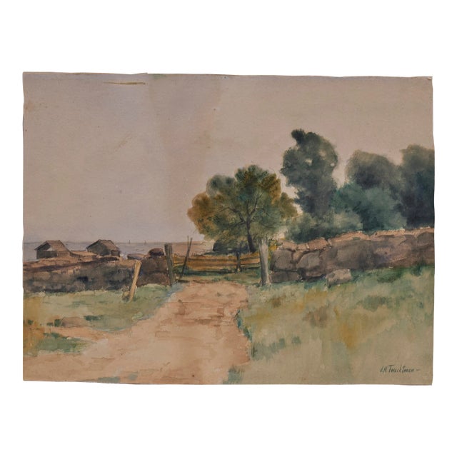 Watercolor Landscape Painting Signed J H Twachtman (1853-1902) For Sale