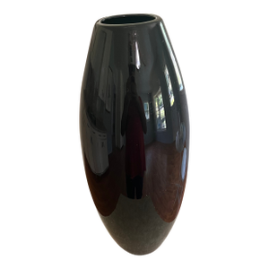 Vintage Post Modern Black Glass Vase